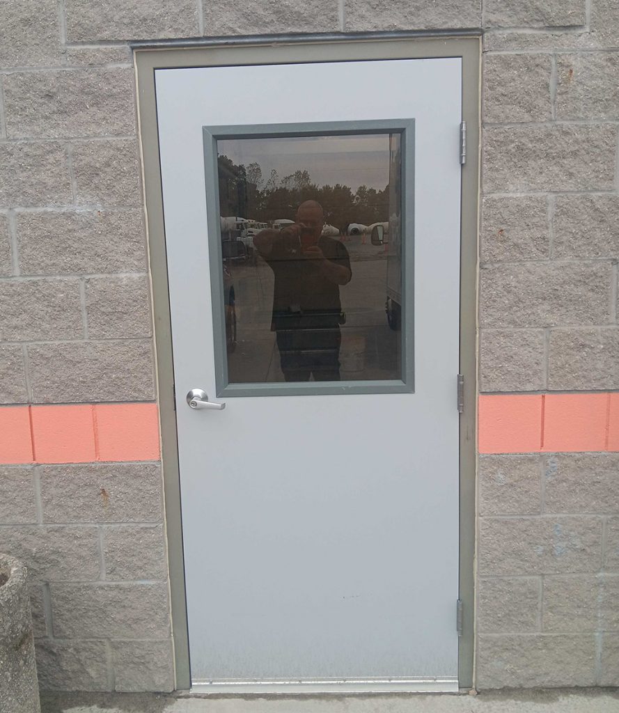 Visual representation of a repaired commercial door